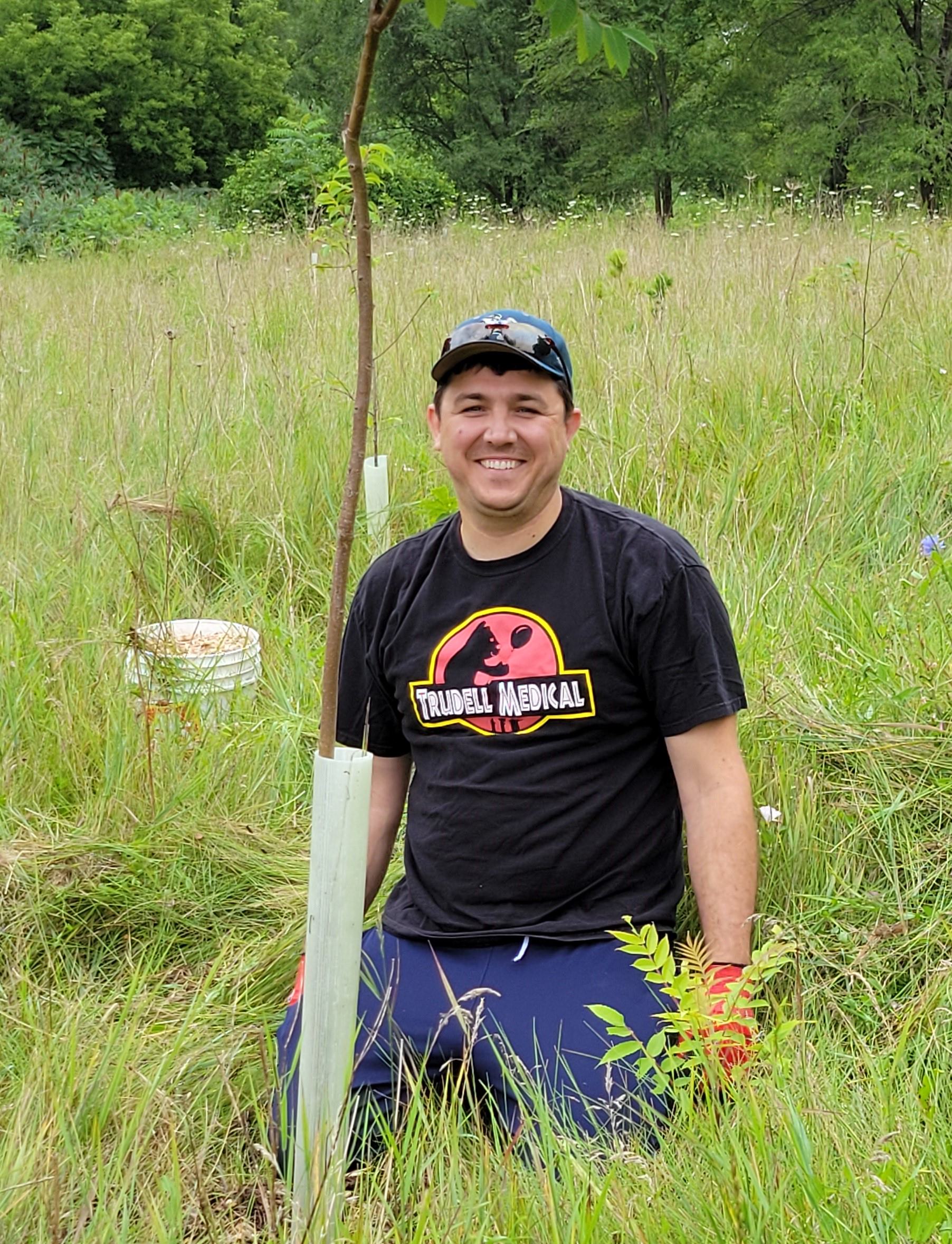 Man in the green field